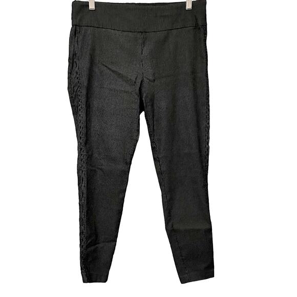 7TH AVENUE DESIGN STUDIO SKINNY LEG PULL-ON PANTS, WOMENS-L-GREY/WHITE PINSTRIPE - Picture 1 of 12